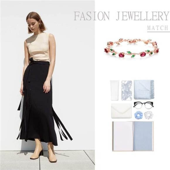 White Gold Plated Cubic Zirconia Flower Tennis Bracelet 7 Inch Mothers Gift Jewe - Picture 6 of 7